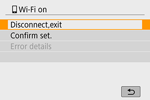 EOS 850D / T8i: the Wi-Fi on screen. The Camera Control API shows a similar screen with the address.
