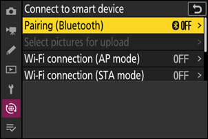 Z6III: Connect to smart device, with AP mode and STA mode listed.