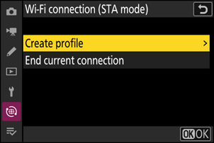 Z6III: Wi-Fi connection (STA mode) › Create profile.