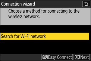 Z6III: Search for Wi-Fi network in the wizard.